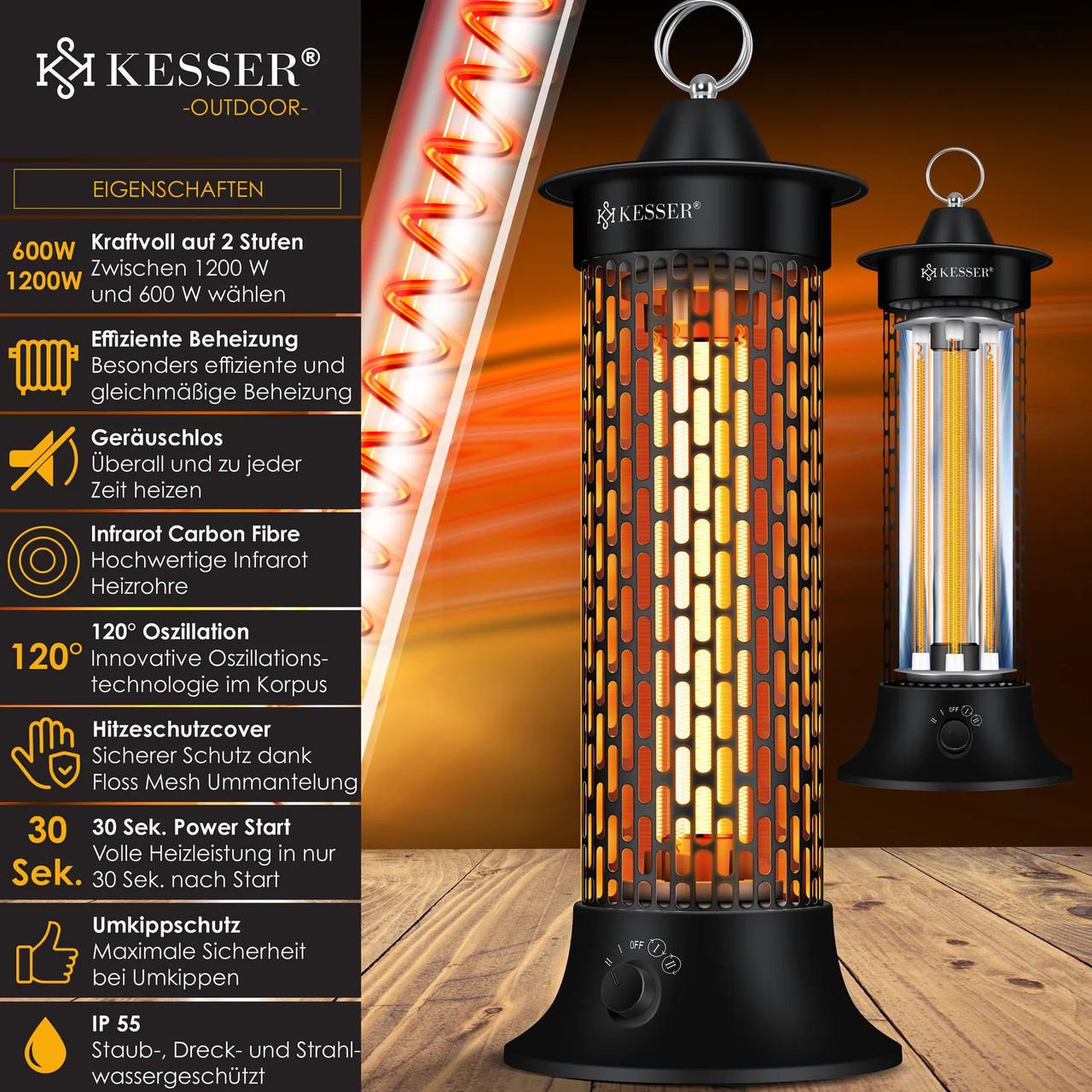 Инфракрасный обогреватель KESSER 1200 Вт IP55 Черный (14232sc) - фото 4 Инфракрасный обогреватель KESSER 1200 Вт IP55 Черный (14232sc) - фото 4