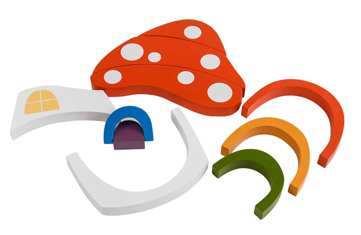Игра деревянная WENYI Грибочок пирамидка 10 деталей Multicolor (111900)