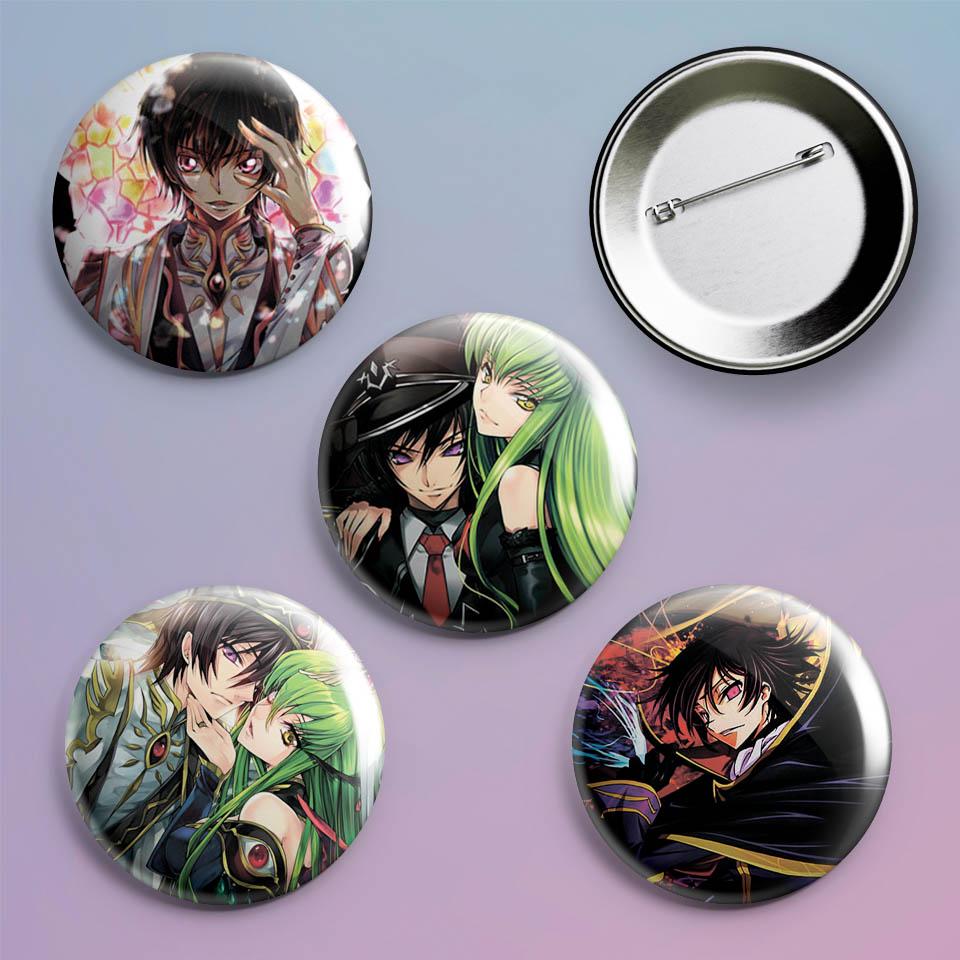 Значки на рюкзак с принтом аниме Lelouch Lamperouge 4 шт.