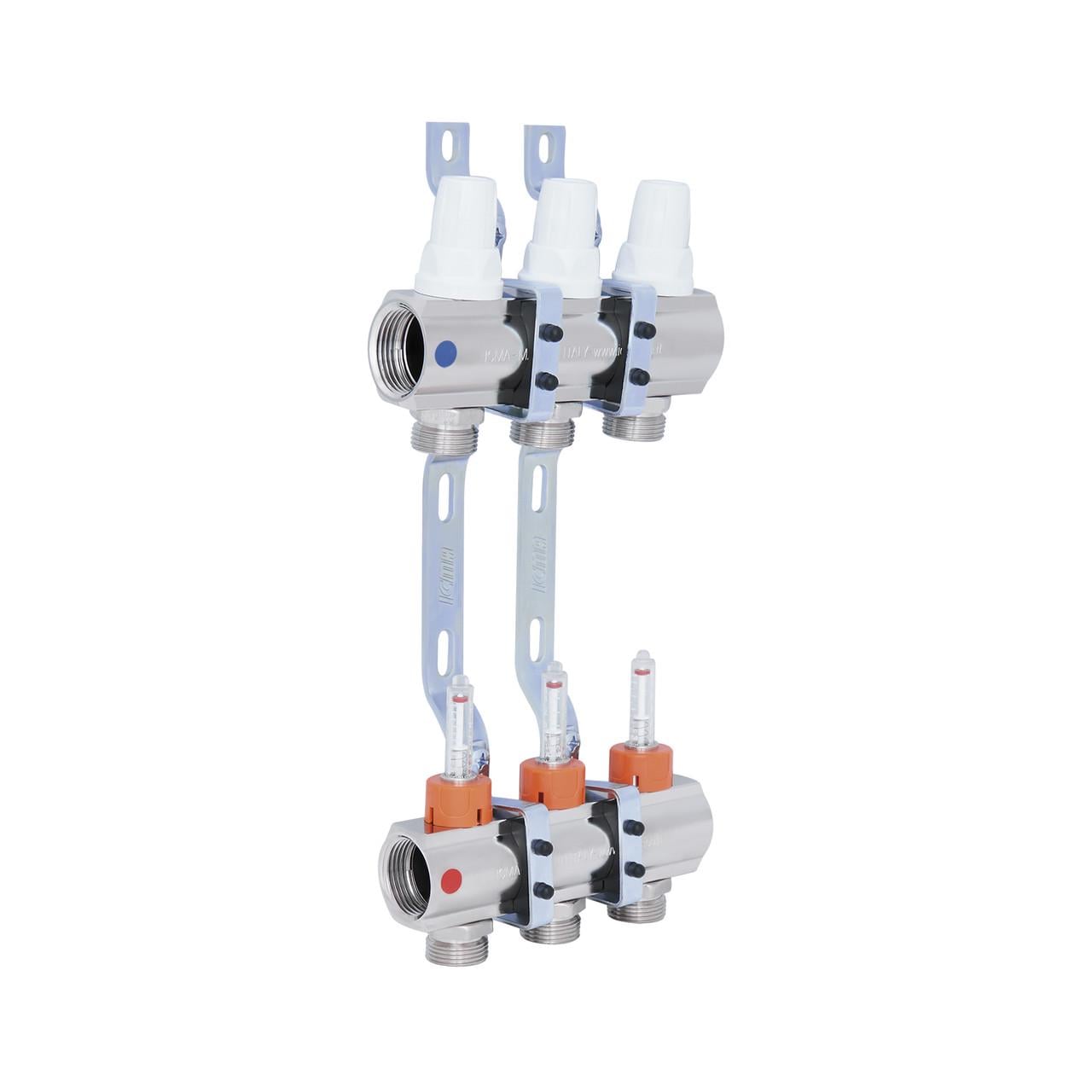 Колектор для опалення ICMA 1" 3 виходи з витратомірами №K013 (2607287524)