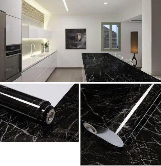Самоклеящаяся пленка кухонная для поверхностей 5x0,6 м Черный мрамор (7453) - фото 3