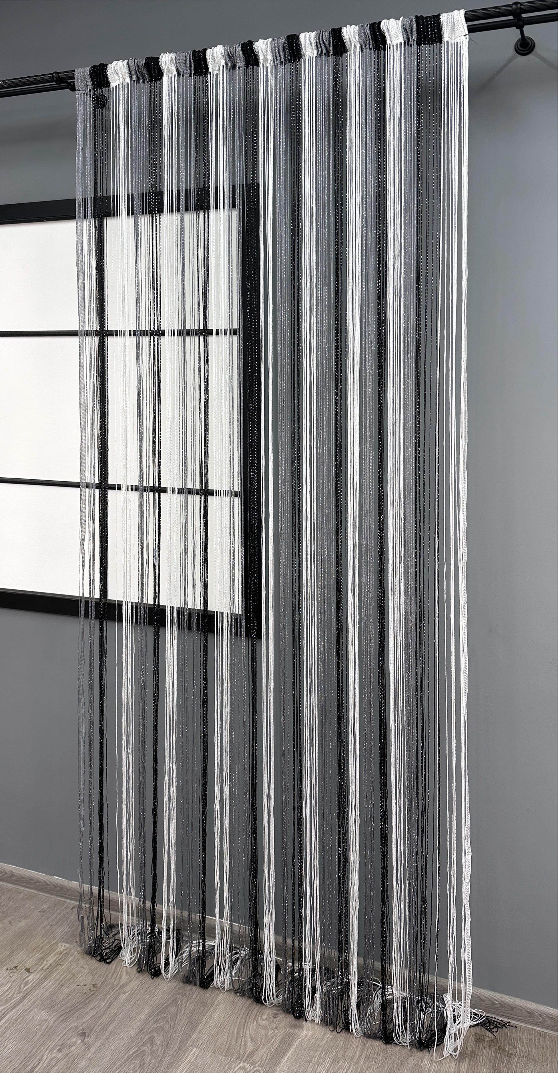 Шторы-нити с люрексом 300х300 см Графитовый/Черный/Белый (61-102) - фото 3