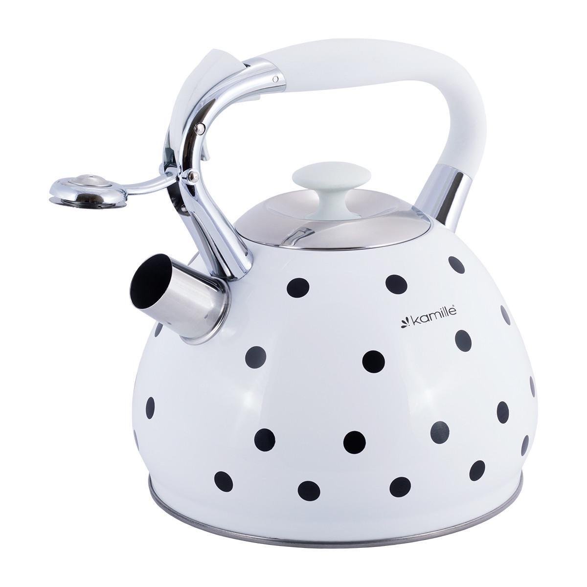 Чайник со свистком с глянцевым покрытием Kamille KM-0695AN из нержавеющей стали 3 л Белый (150-84-0695AN.1) - фото 4 Чайник со свистком с глянцевым покрытием Kamille KM-0695AN из нержавеющей стали 3 л Белый (150-84-0695AN.1) - фото 4
