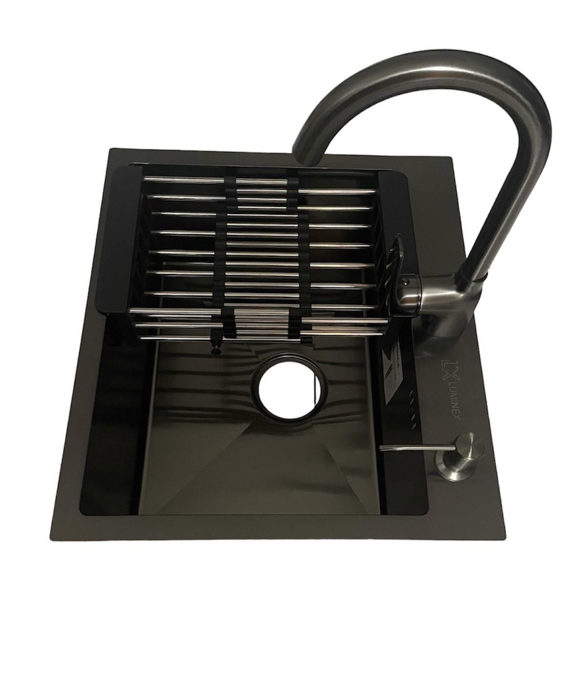 Мойка кухонная Luminex 5045 см 3,0/1,0 мм и кран для кухни из латуни