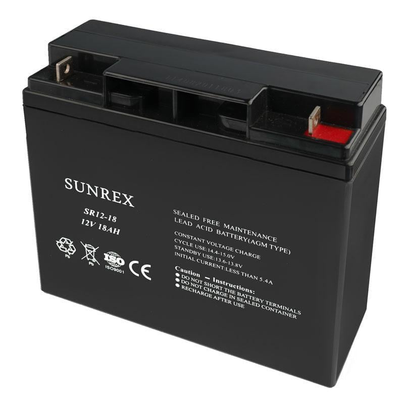 Акумуляторна батарея для ДБЖ Sunrex SR12-18 AGM 12V 18 Ah 5,18 кг 181х77х167 мм (160000) - фото 1