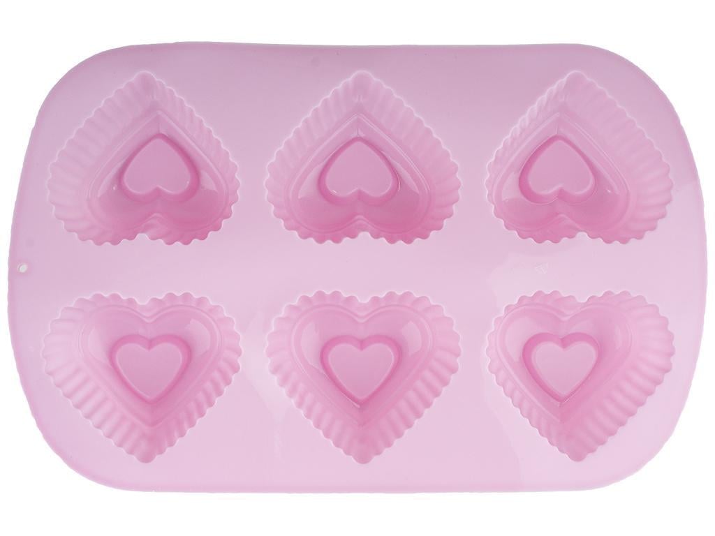 Форма для выпечки силиконовая кексов Stenson на 6 емкостей 17х3,5х25,5 см Розовый (MMS-MH-3014)