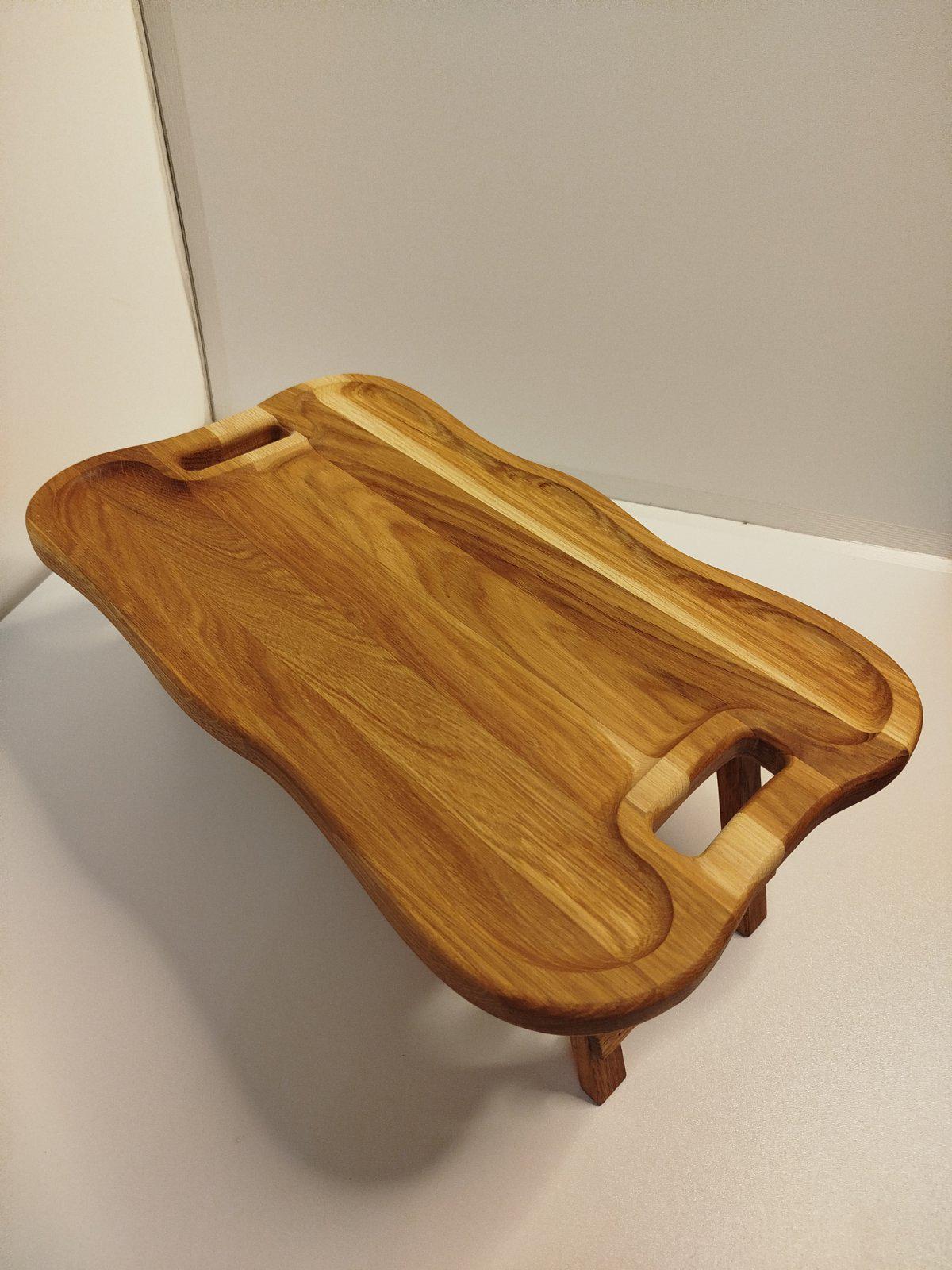 Поднос-столик раскладной дубовый 47х29 см Коричневый (29738410) - фото 2