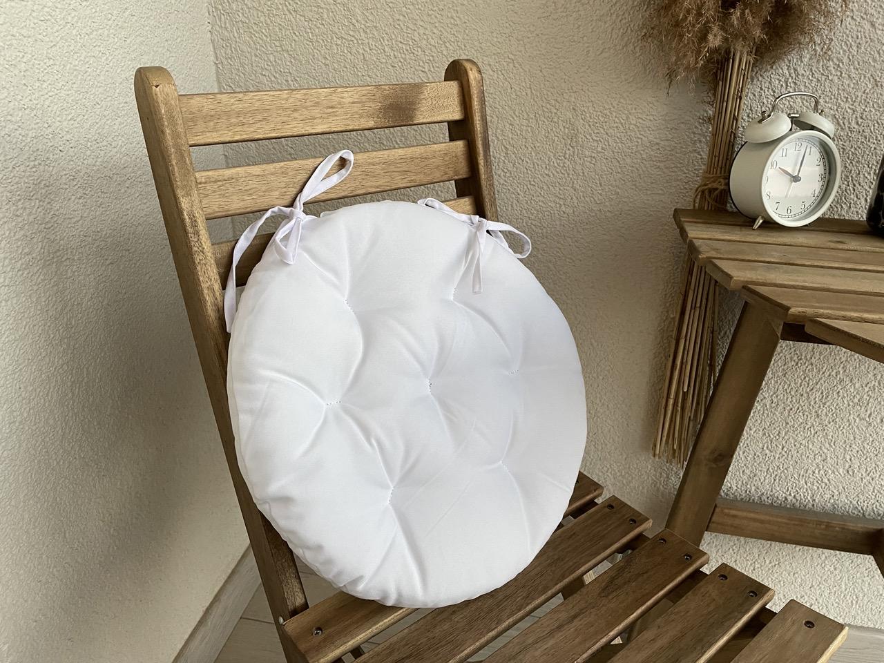 Подушка на стул с завязками круглая Color 40х40х5 см Белый - фото 5
