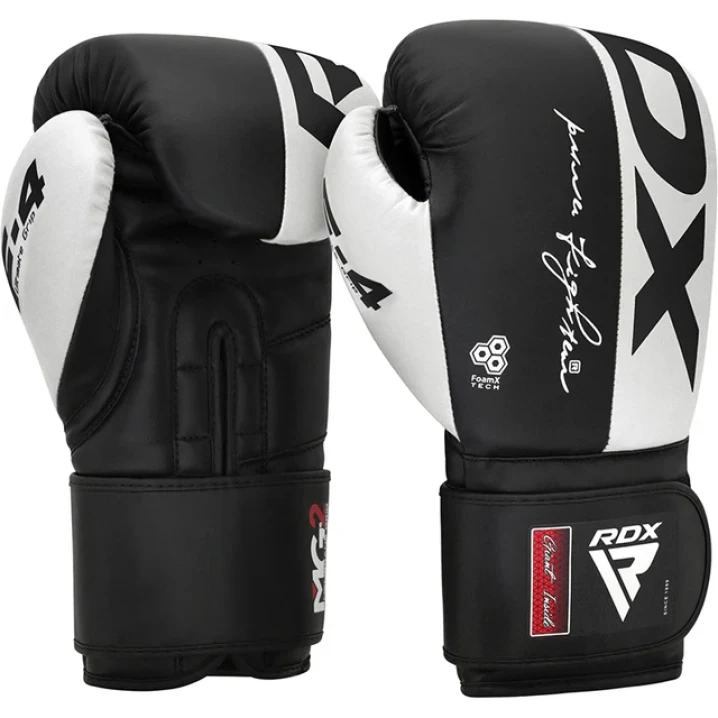 Боксерські рукавички RDX F4 Boxing Sparring Gloves Hook & Loop 10oz Чорно-білий (2977526228)