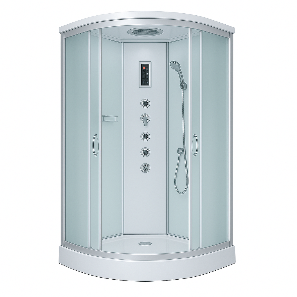 Душевой бокс закрытый KO&PO полукруглый с гидромассажем и электроникой поддон 15 см матовое стекло 100х100х215 см (C14910) - фото 2 Душевой бокс закрытый KO&PO полукруглый с гидромассажем и электроникой поддон 15 см матовое стекло 100х100х215 см (C14910) - фото 2