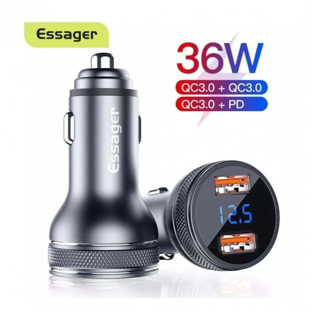 Зарядное устройство для автомобильного Essager 2xUSB qc 3.0 36 W Metall с дисплеем (25397345) - фото 9 Зарядное устройство для автомобильного Essager 2xUSB qc 3.0 36 W Metall с дисплеем (25397345) - фото 9