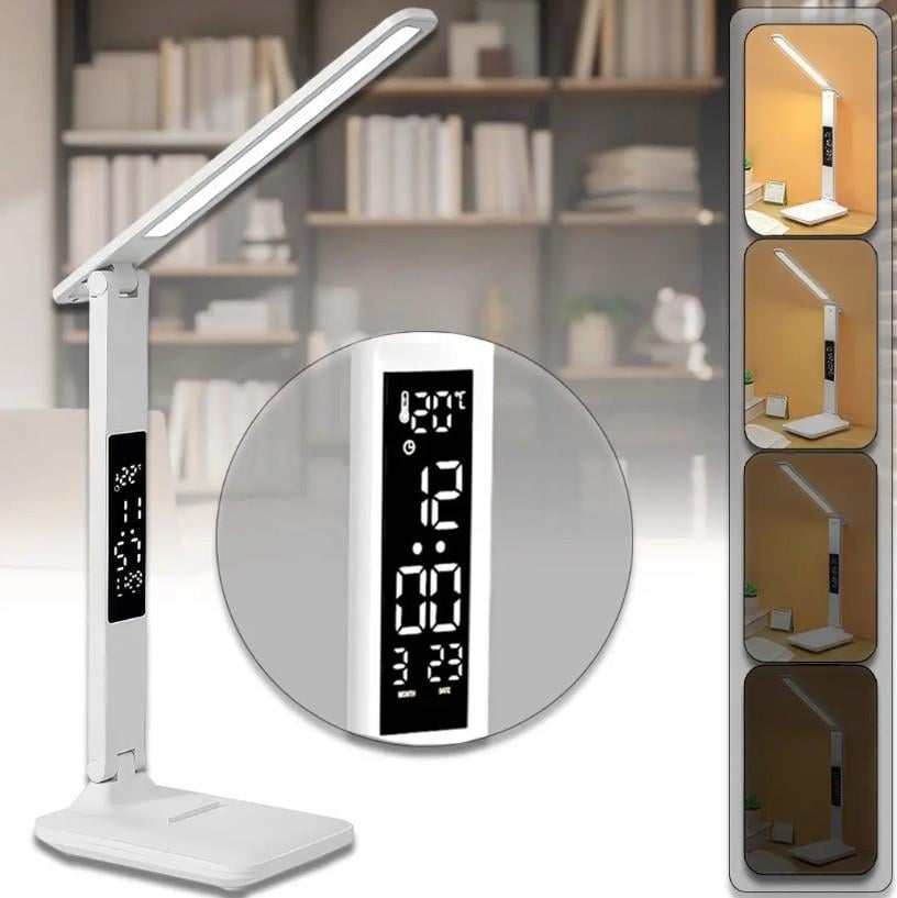 Настольная лампа светодиодная с часами/календарем и подставкой для телефона Rotary Table Lamp с термометром Белый (724) - фото 3 Настольная лампа светодиодная с часами/календарем и подставкой для телефона Rotary Table Lamp с термометром Белый (724) - фото 3