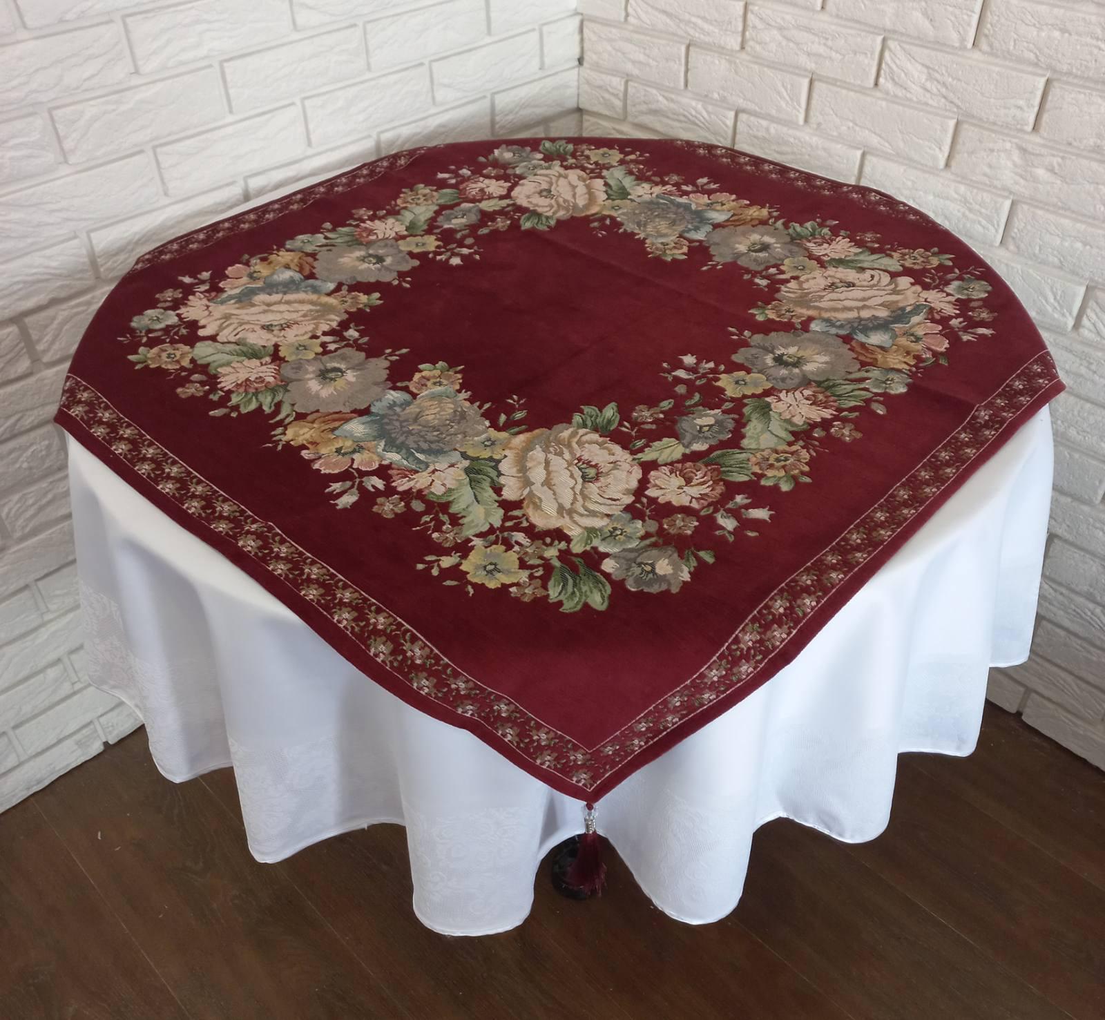 Скатерть квадратная велюровая 95х95 St 128 V4 Bordo (CN9479)