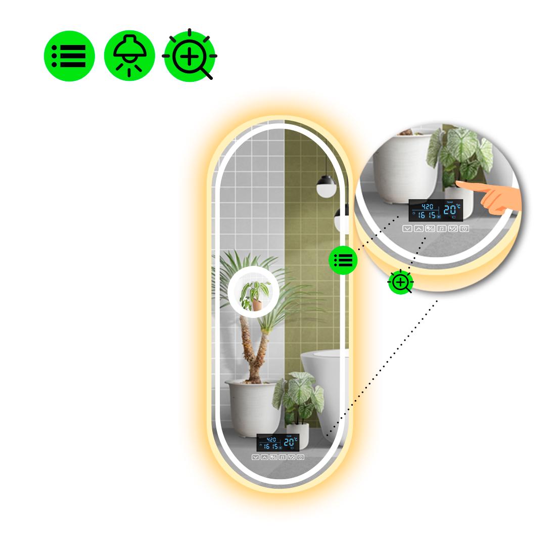 Зеркало с LED подсветкой Portale 4 с Smart-блоком и линзой с подсветкой 80x70 см (8994700)