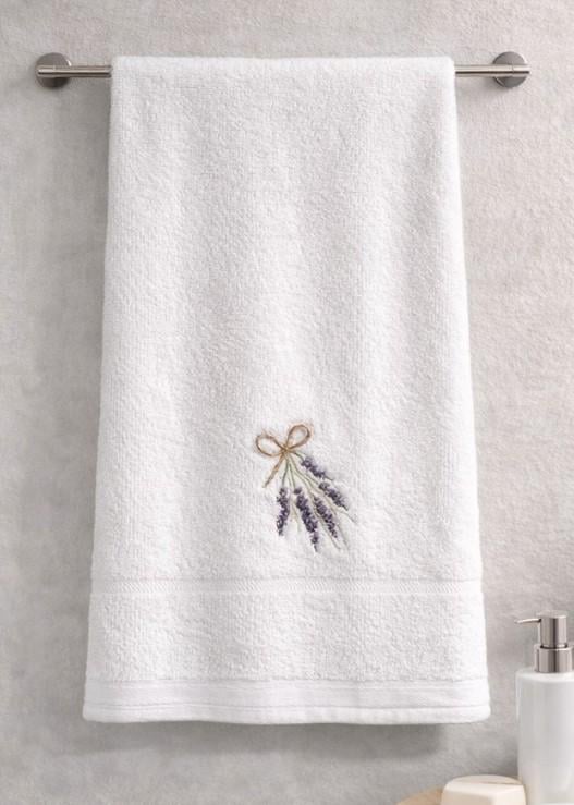 Рушник махровий Lavendier з вишивкою для ванної 50х80 см Білий (TC303375828)