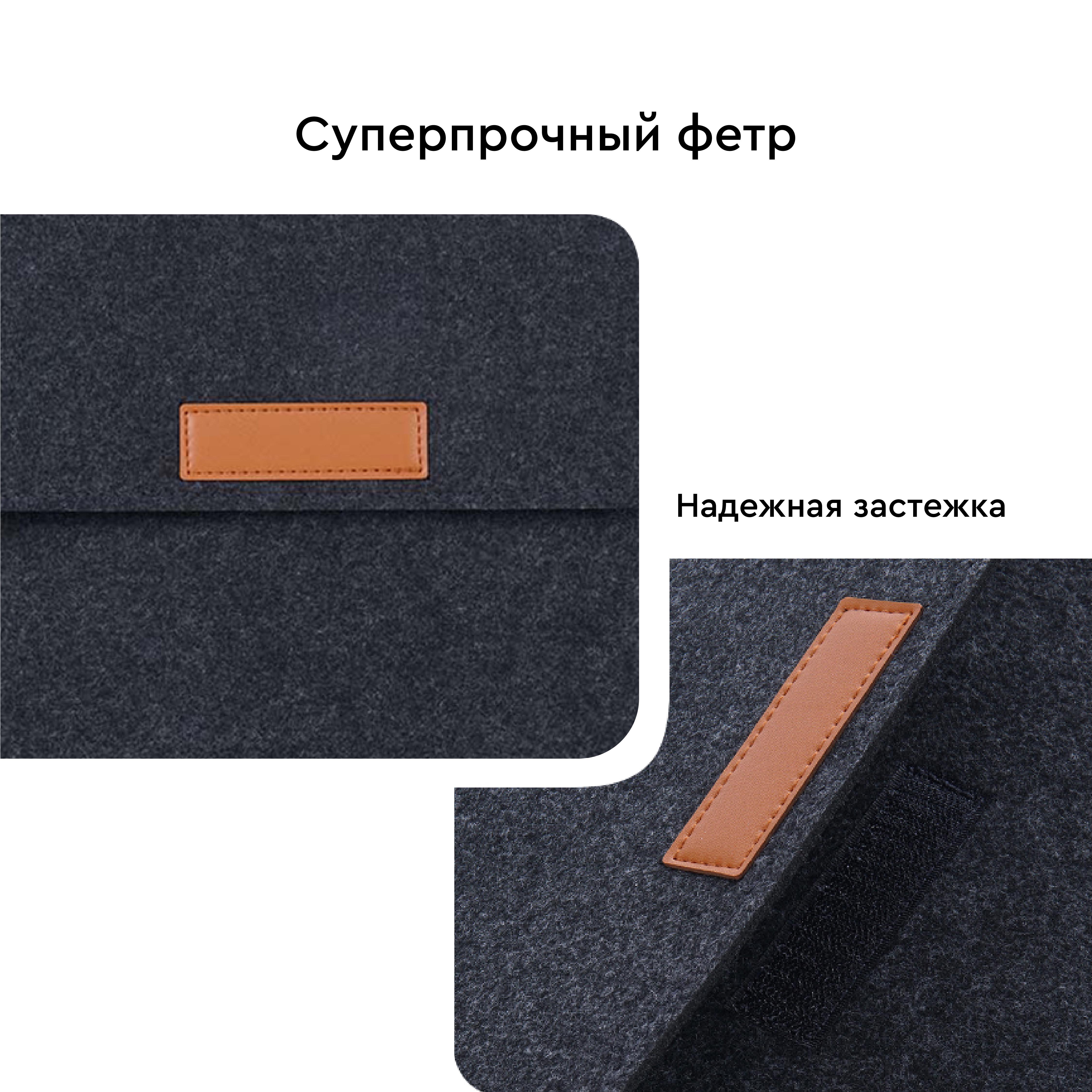 Обкладинка повстяна Airon Premium для ноутбука 13.3' Dark Grey (482235671062112) - фото 5