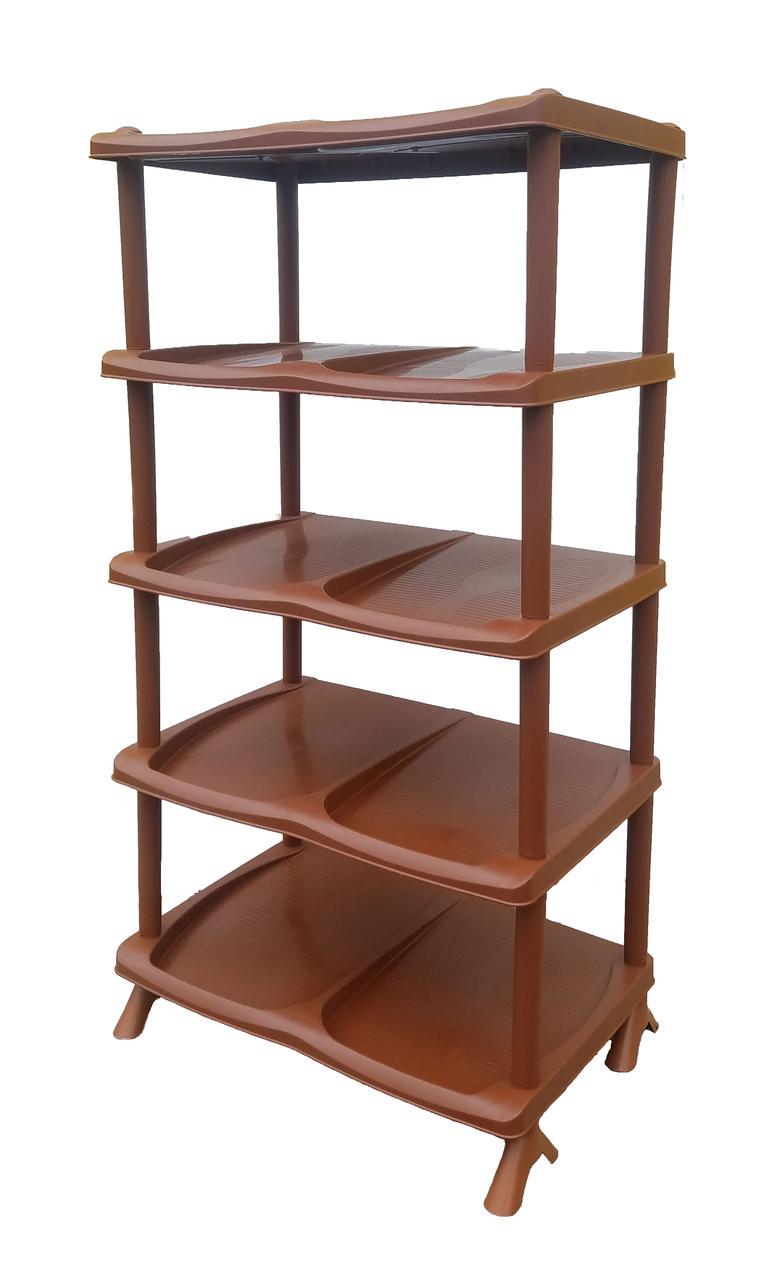 Поличка для взуття пластикова 5 ярусів 90,5х49х31,5 см Коричневий (472736-Prob)