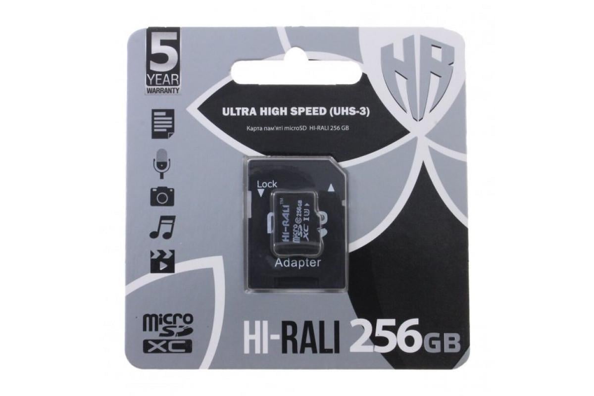 Карта памяти HI-RALI class10 UHS-3 micro SDHC 256GB с адаптером (29-14-14718)