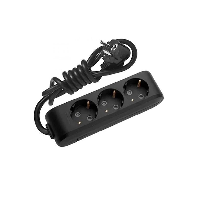 Подовжувач з заземленням та захисними шторками Panasonic X-tendia 5 м 3 гнізда Чорний (WLTB04352B UA1)