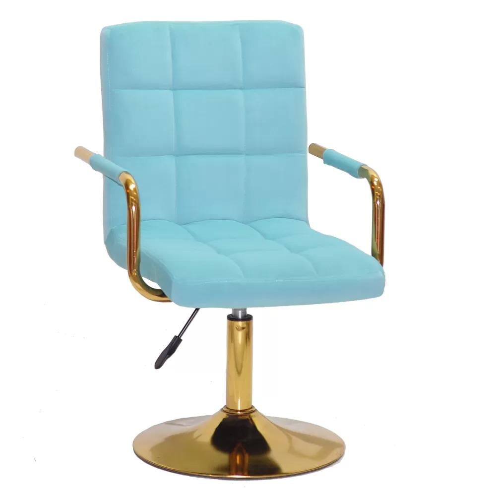Стул TOWER ARM LIFT бархат Голубой/Золотой (900531)