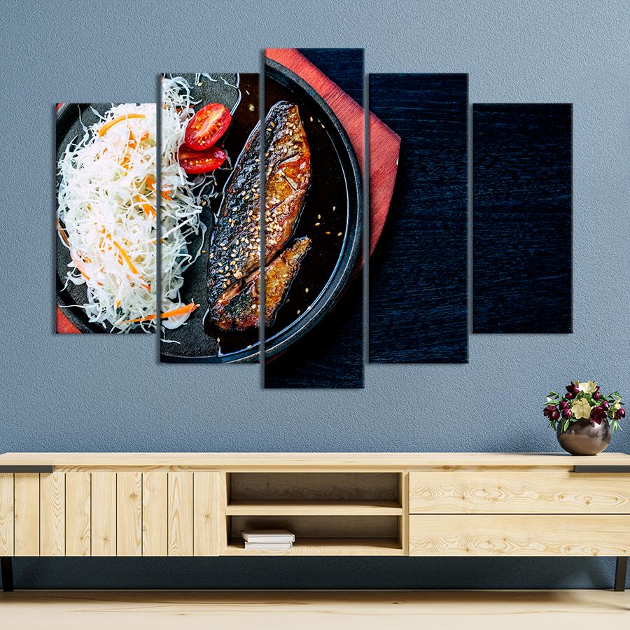 Настенний декор Нежное филе рыбы на гриле с соусом терияки 137x85 см (A464-5)