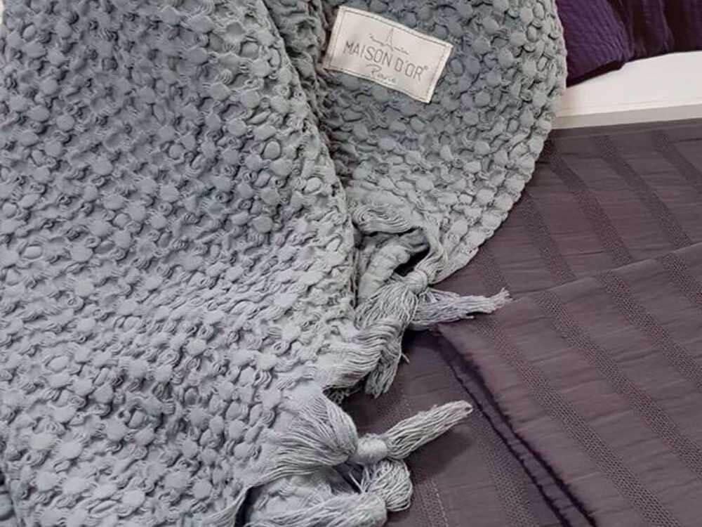 Плед вафельний Maison Dor Emeline Grey бавовна 240-260 см Сірий