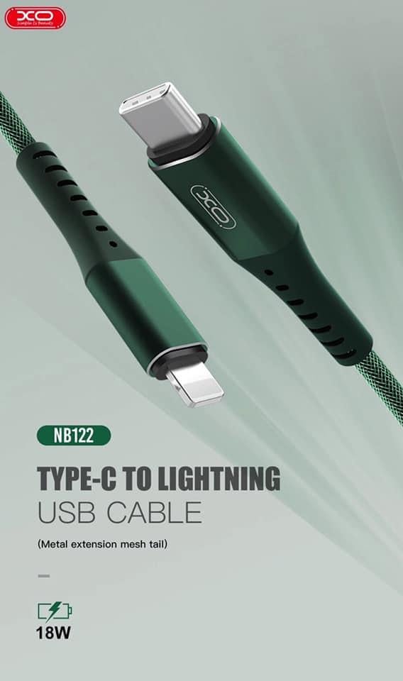 Кабель Xo NB122 PD USB Type-C-Lightning iPhone iPad 18W 1 м Green (37024) - фото 3