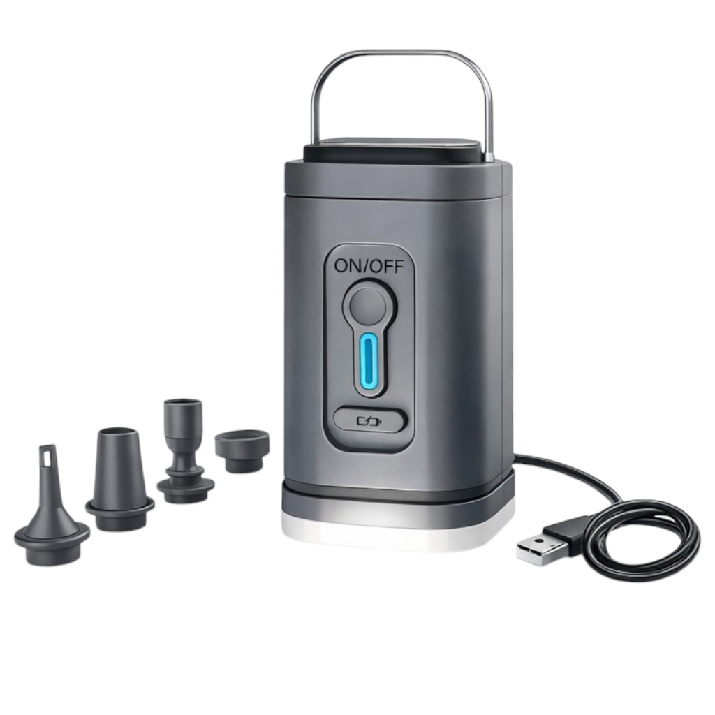 Насос для надувных изделий портативный электрический с LED-фонарем/USB/5 насадок (2901849973)