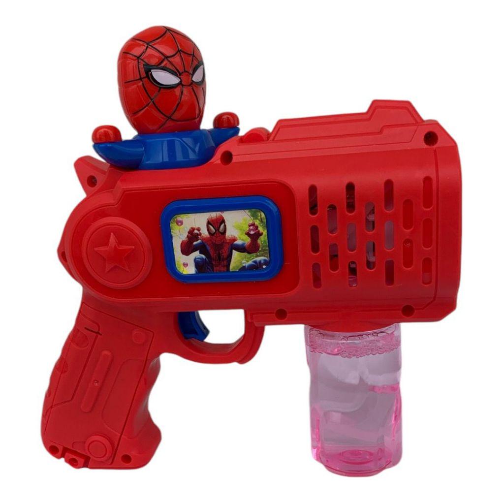 Генератор-пистолет для мыльных пузырей детский Marvel Spiderman на батарейках АА Красный (1000-ZB-777)