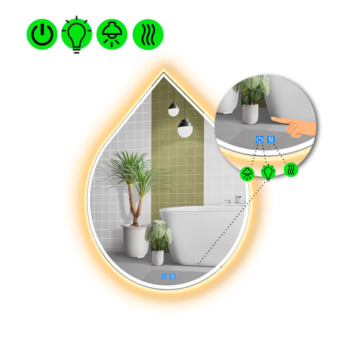Дзеркало з LED підсвіткою Goccia 4 з двома сенсорами/годинами та лінзою з підсвіткою 140x110 см (8776696)