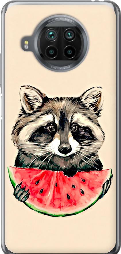 Чехол на Xiaomi Mi 10T Lite Енотик с арбузом (4605u-2097-42517)