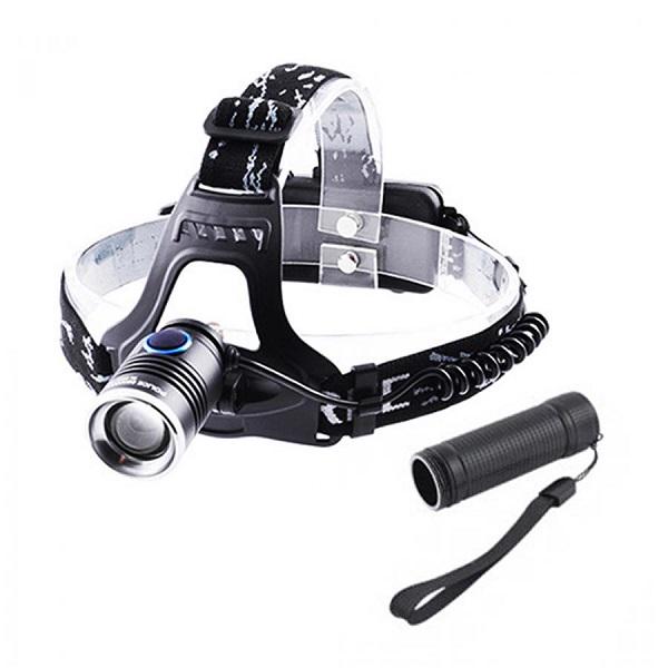 Фонарь налобный/ручной 6888-T6 2в1 micro-USB 2x18650 Zoom