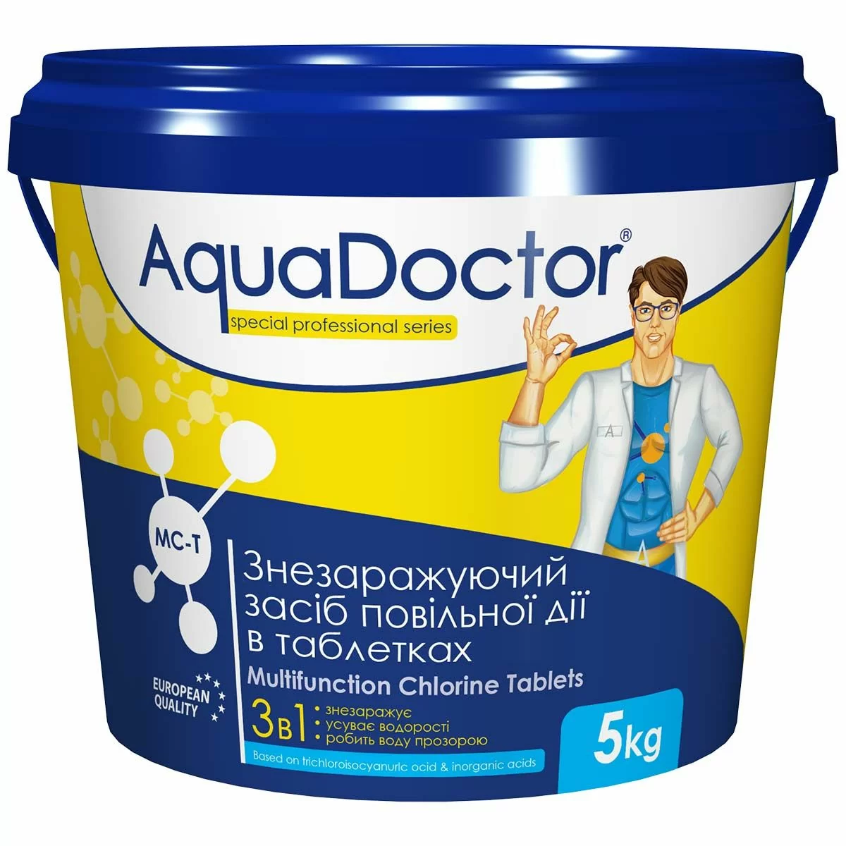 Дезинфектант для бассейна на основе хлора AquaDoctor MC-T 5 кг - фото 1