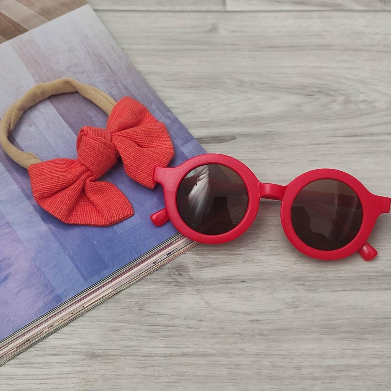 Очки детские круглые с повязкой до 7 лет Красный (86584)