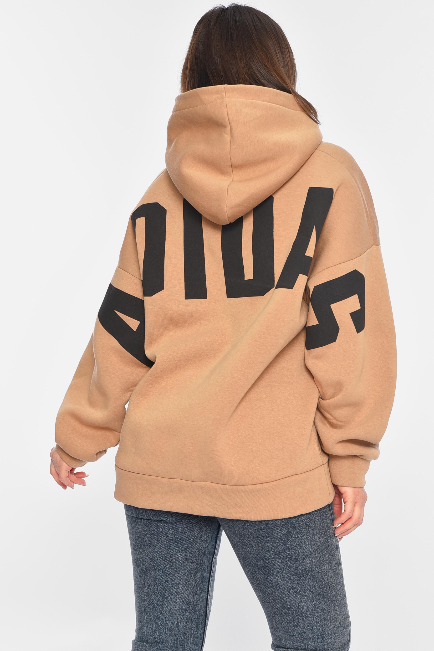 Худі жіноче на флісі M-L Бежевий (195875) - фото 3 Худі жіноче на флісі M-L Бежевий (195875) - фото 3