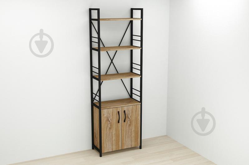 Этажерка 4/60 Ferrum-decor Серии Конект с тумбой  179x60x28 Черный ДСП Таверна (FD1068)
