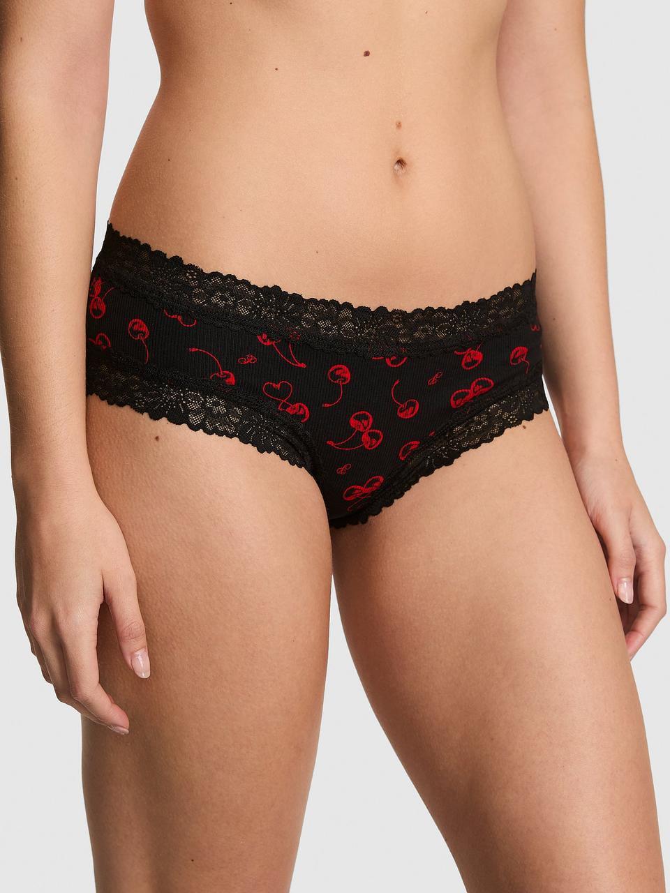 Трусики женские Victoria's Secret PINK WinkTM Lace-Trim Cheeky XS Черный (292134352891)