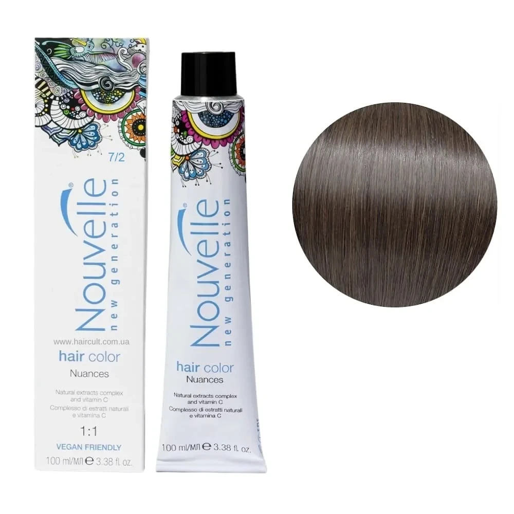 Краска для волос Nouvelle Hair Color 7/2 7,12 Средне-матовый русый 100 мл