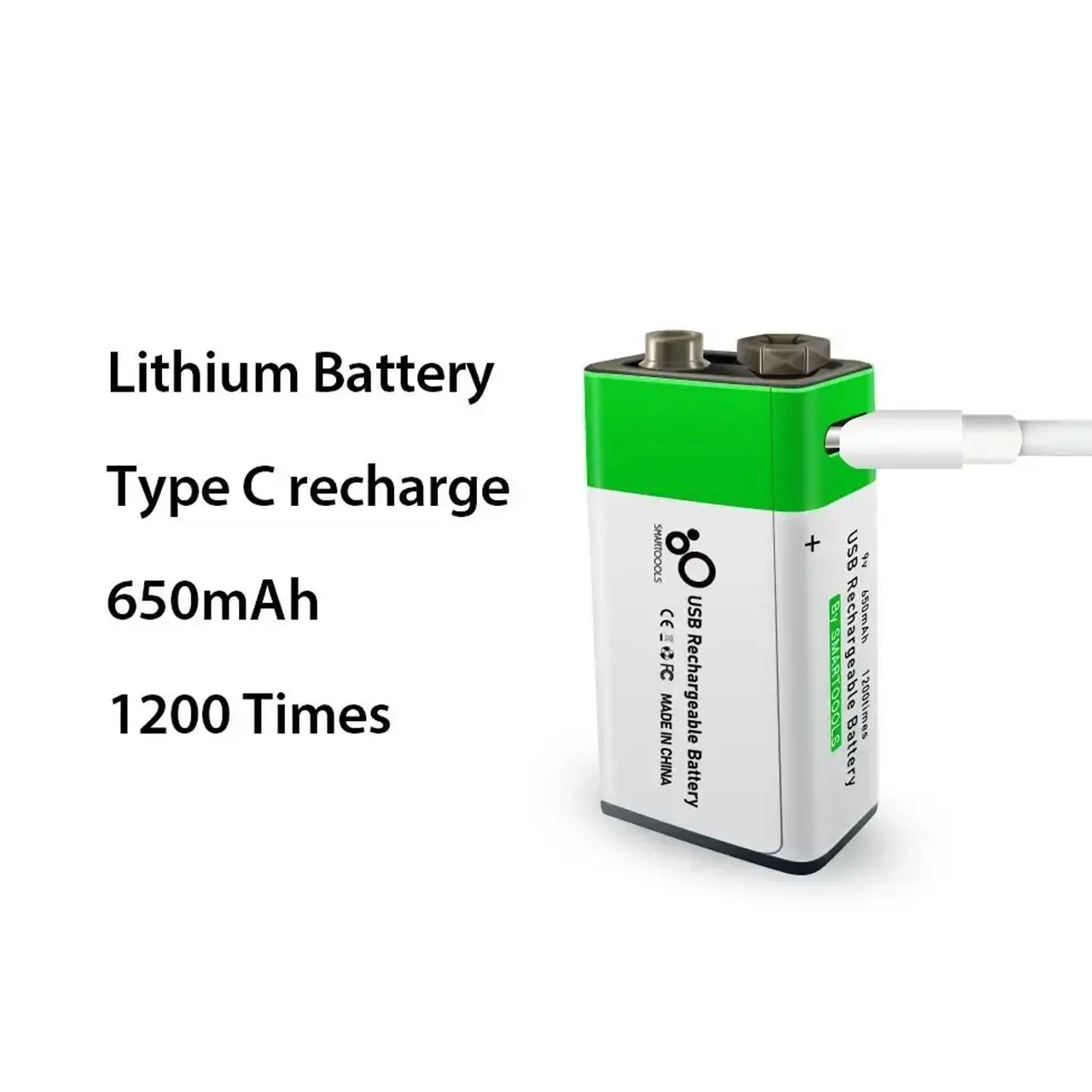 Крона аккумулятор Smartoools Li-ion TYPE-C 650 мАг 9V 2 шт. (1801384) - фото 5