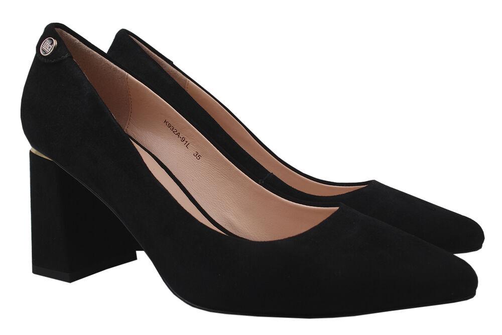 Туфли женские Anemone из замши на большом каблуке р. 35 Черный (73-9DT)