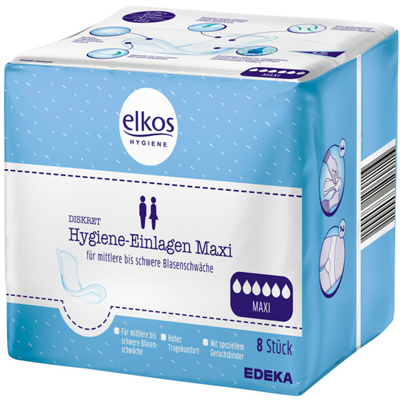 Прокладки гігієнічні Elkos післяпологові 6 крапель 8 шт.