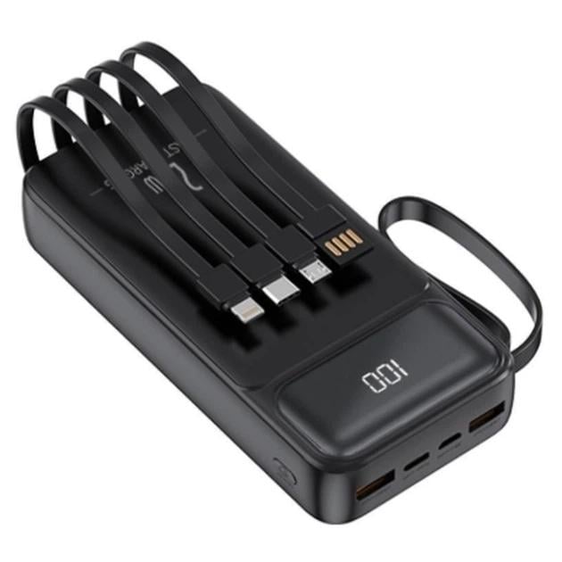 Повербанк Wuw TUGII Y21 20000 mAh 10,5W Li-Pol со встроенными кабелями Black (651666)