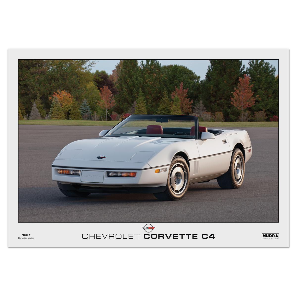 Плакат автомобільний Chevrolet Corvette C4 84x60 см (0166)