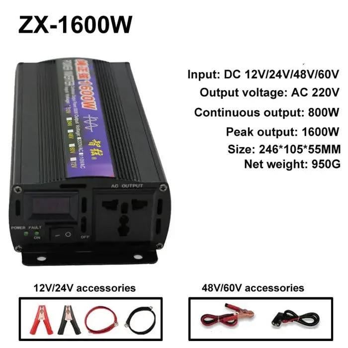 Инвертор 1600W Powerone ZX-1600W 12В-220В чистый синус - фото 2