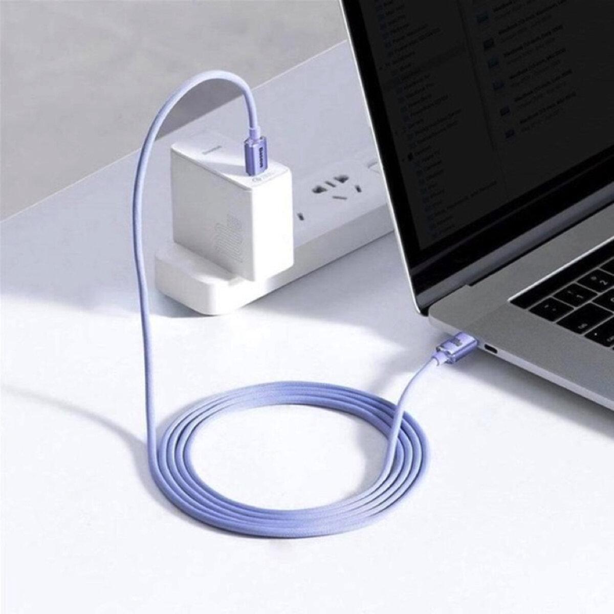 Кабель BASEUS Crystal Shine Series Fast Charging Data Cable Type-C to Type-C 100W 1,2 м Purple (25816232) - фото 5