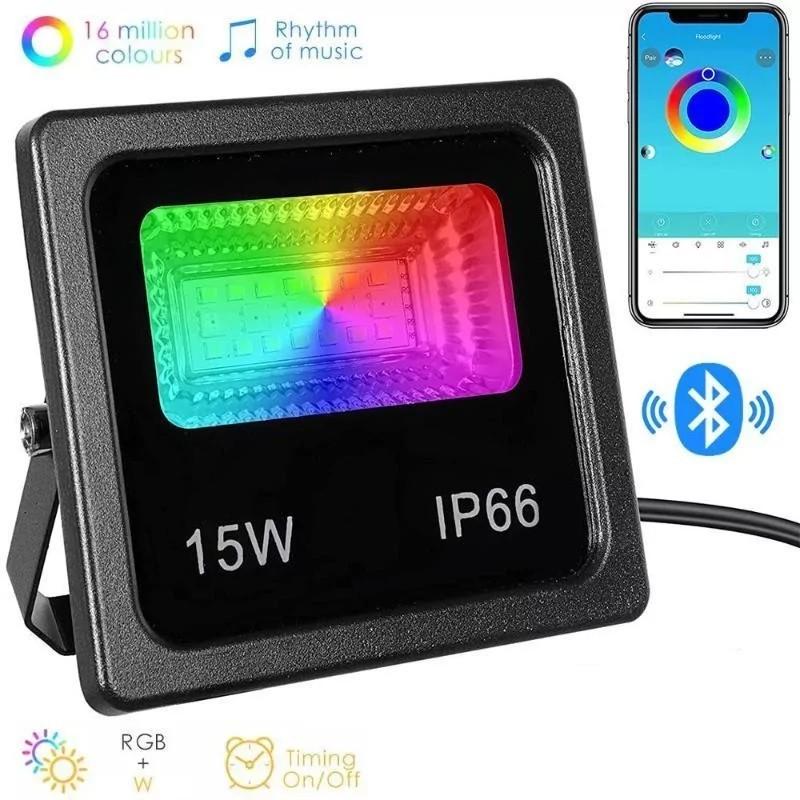 Прожектор RGBW Street spotlight SMART RGB Bluetooth з додатком 15W Чорний (14102793) - фото 7