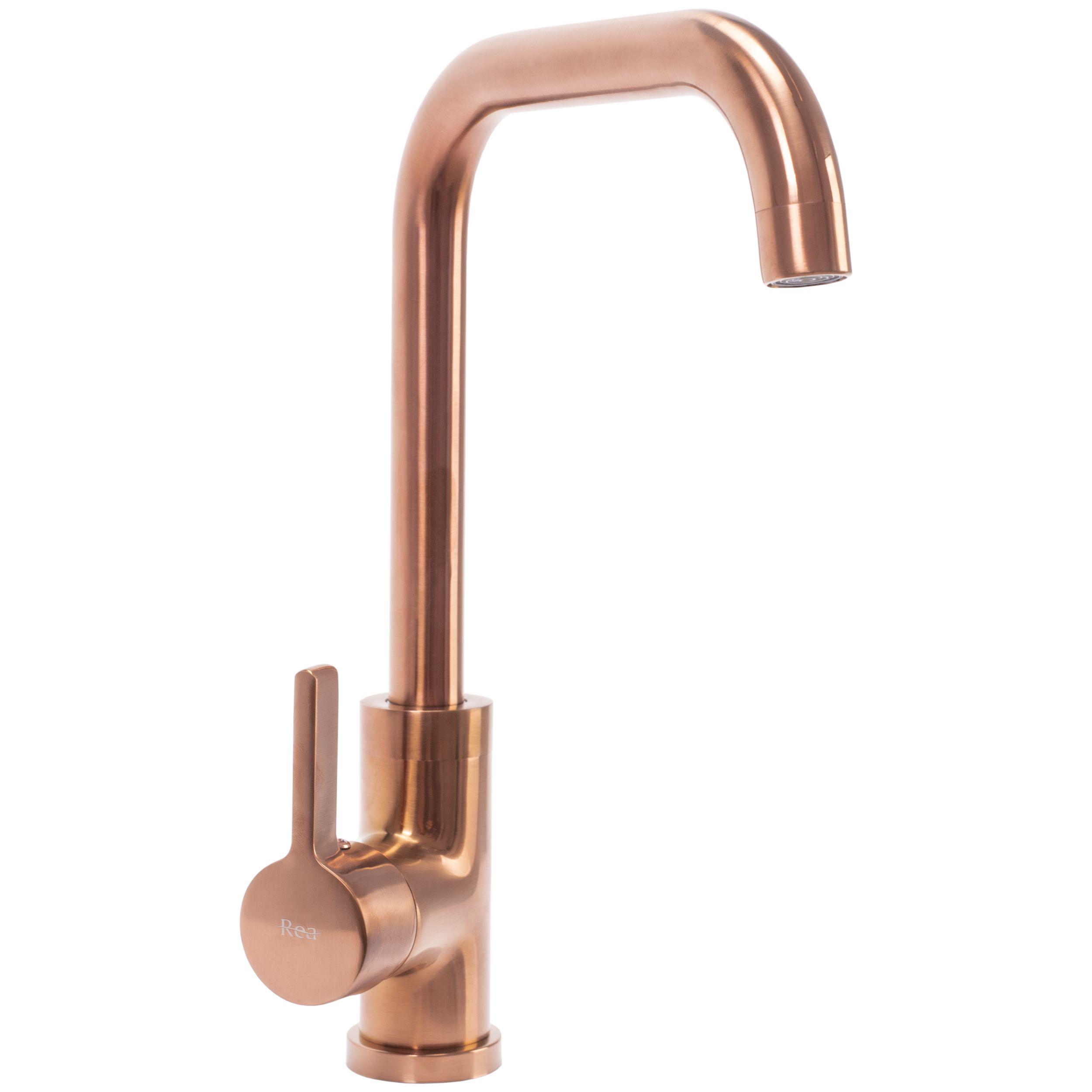 Смеситель для умывальника CUBO REA FOLK ROSE GOLD REA-B5151 высокий однорычажный Ррозовое Золотой (133651)