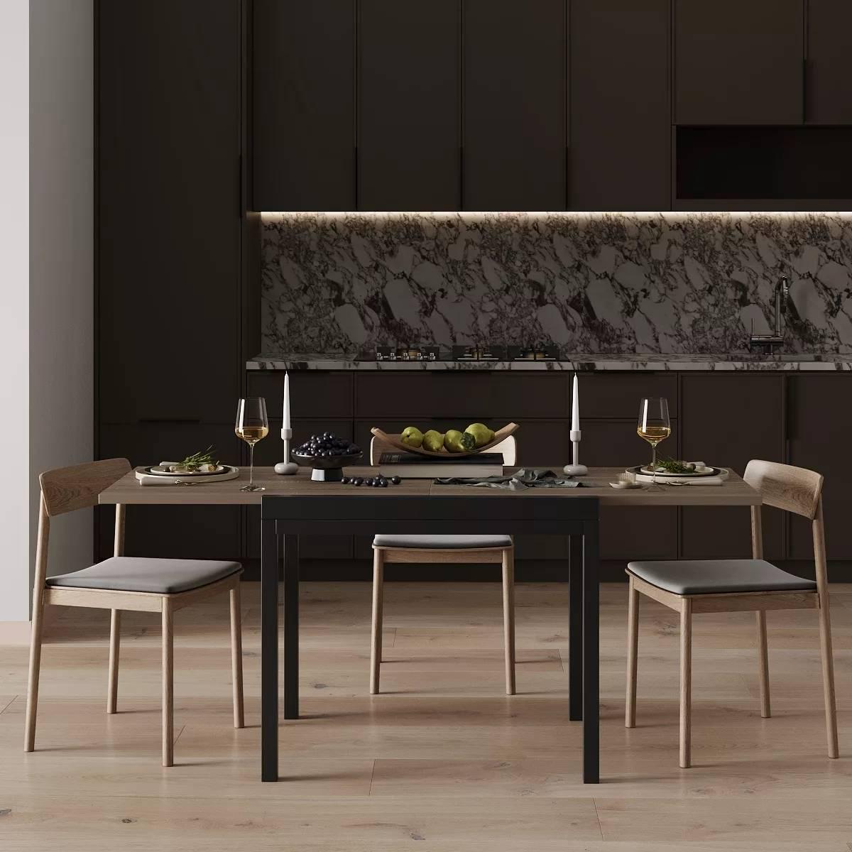 Стіл обідній трансформер AiH Armstrong ЛДСП/метал 89/178x76x68 см Дуб Вінтаж оксид/Чорний (TB08090000230)