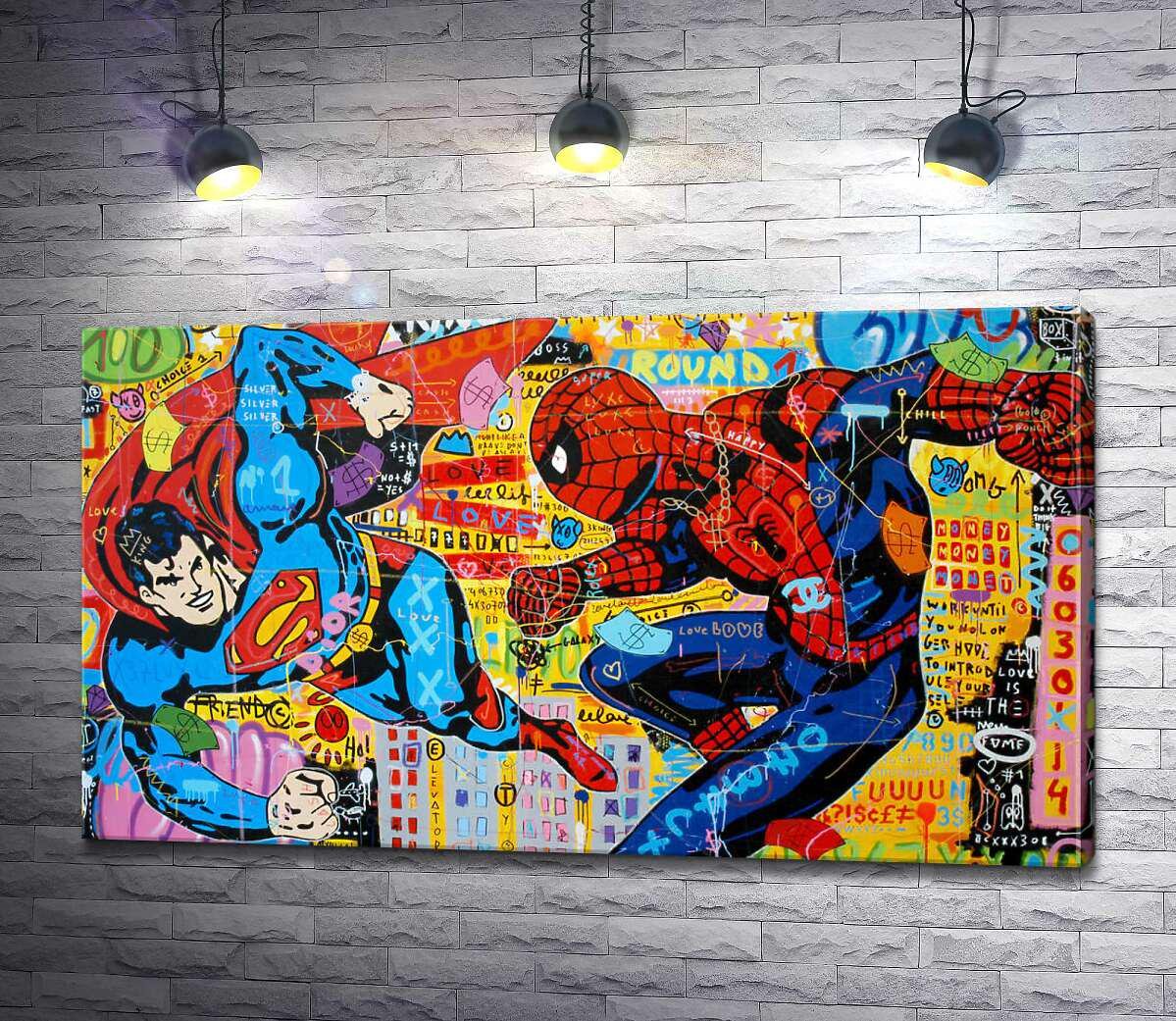 Картина ArtPoster Супермен против Человека-паука (Superman vs Spider-Man) – Джисбар (Jisbar) 50x29 см Модуль №1 (000305)