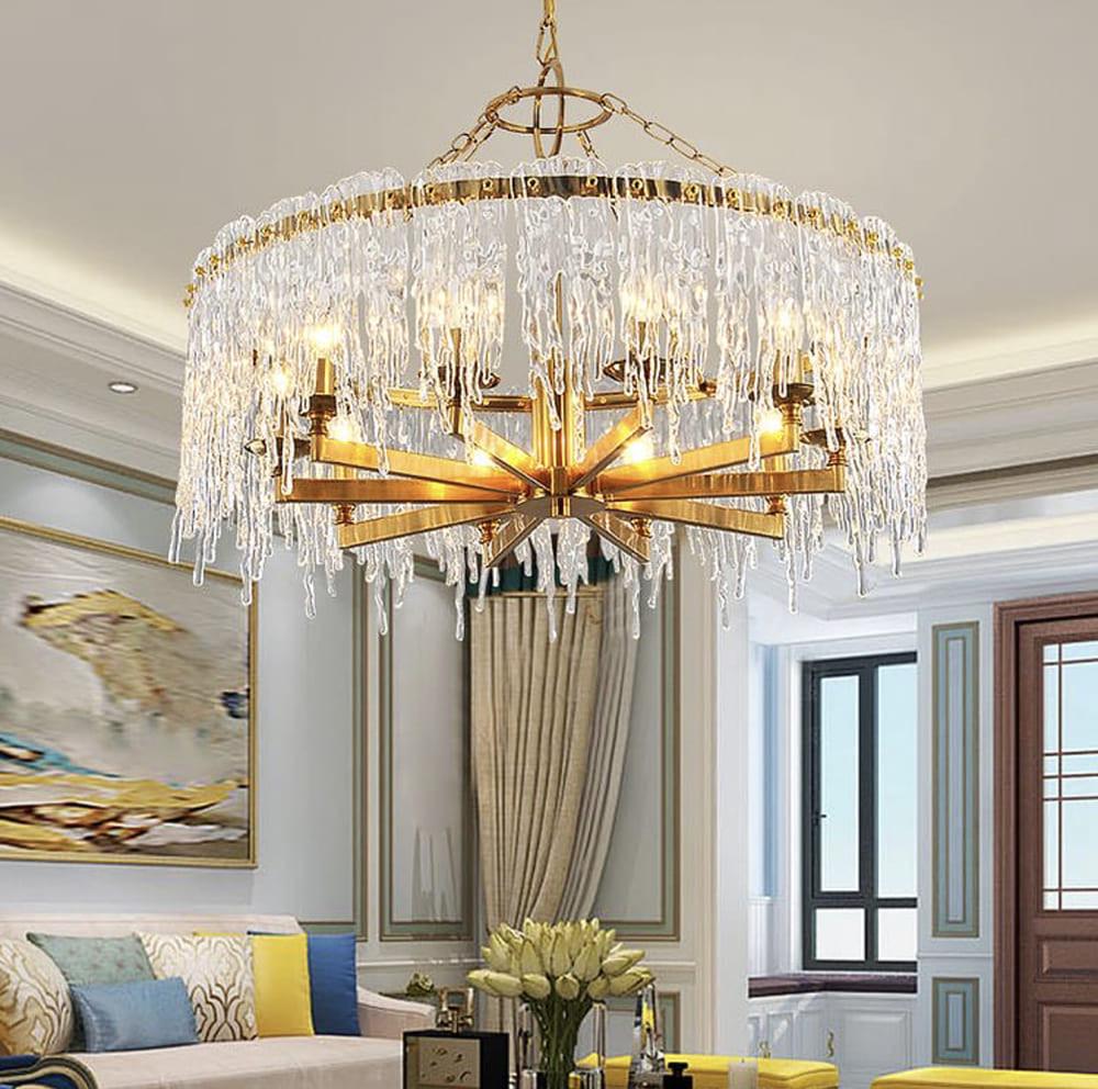 Люстра дизайнерська із прозорими скляними пластинами Ø 100 см Бронзовий (D1522-1000)